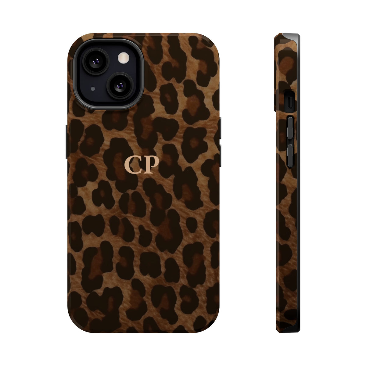 Brown Leopard Monogram Magnetic Impact Resistant Case Personalized