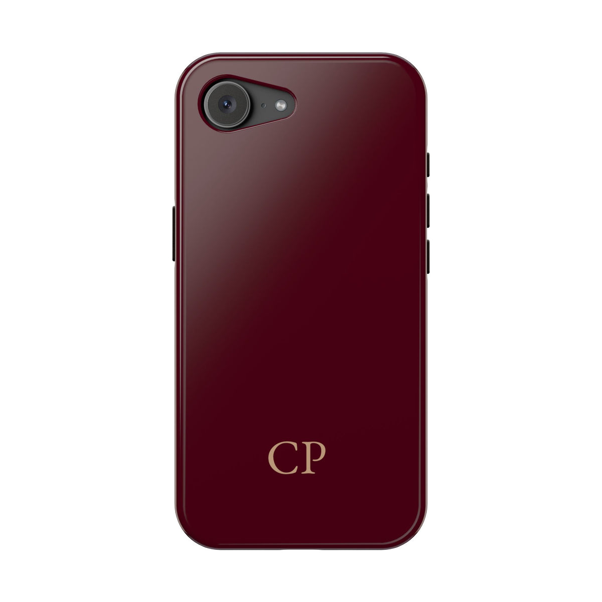 Burgundy Solid Monogram Magnetic Impact Resistant Case Personalized