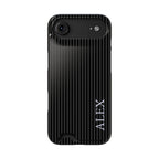 Black Stripe Name Phone Case With Card Holder Personalized
