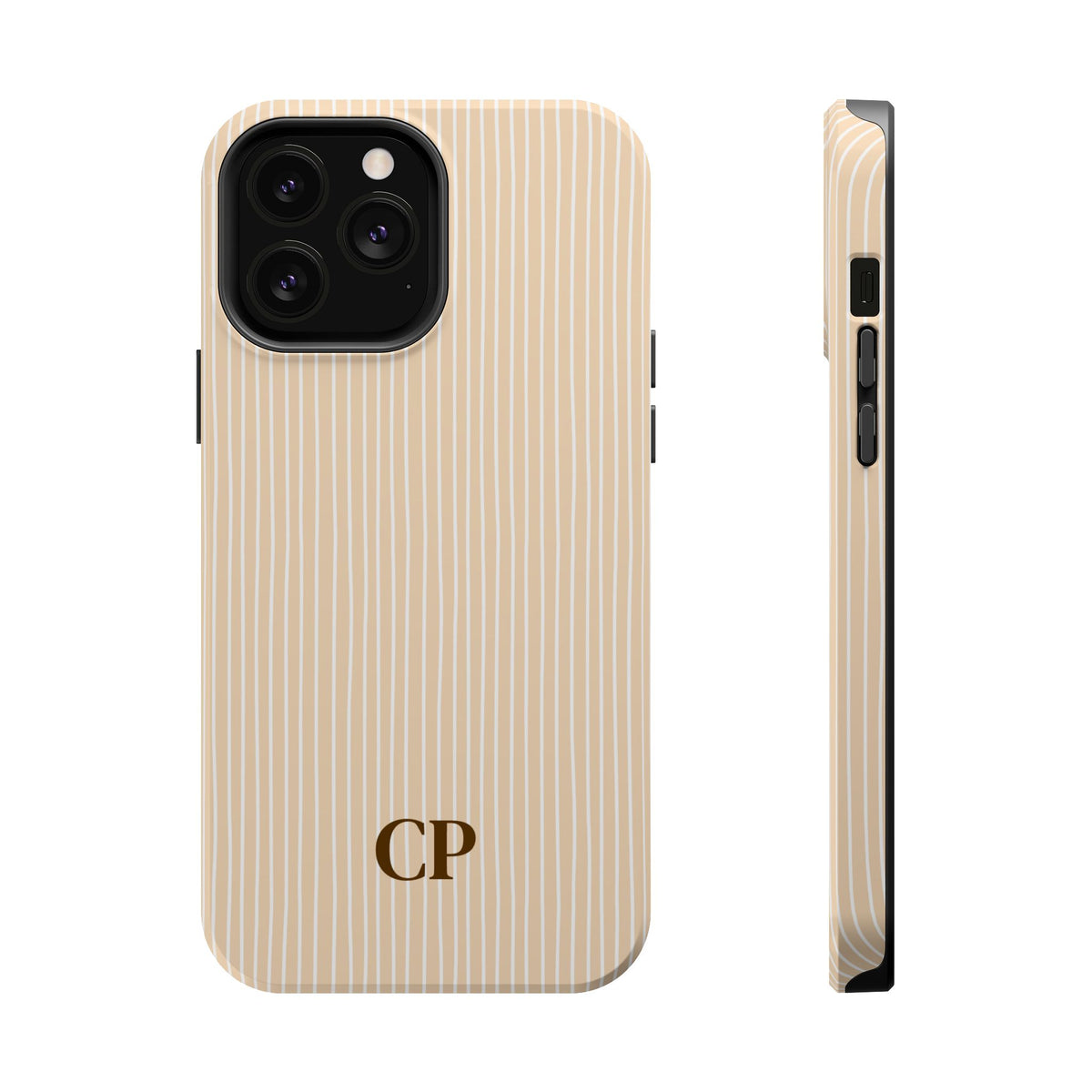 Latte Ribbed Monogram Magnetic Impact Resistant Case Personalized