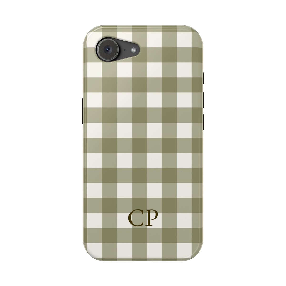 Olive Gingham Monogram Magnetic Impact Resistant Case Personalized