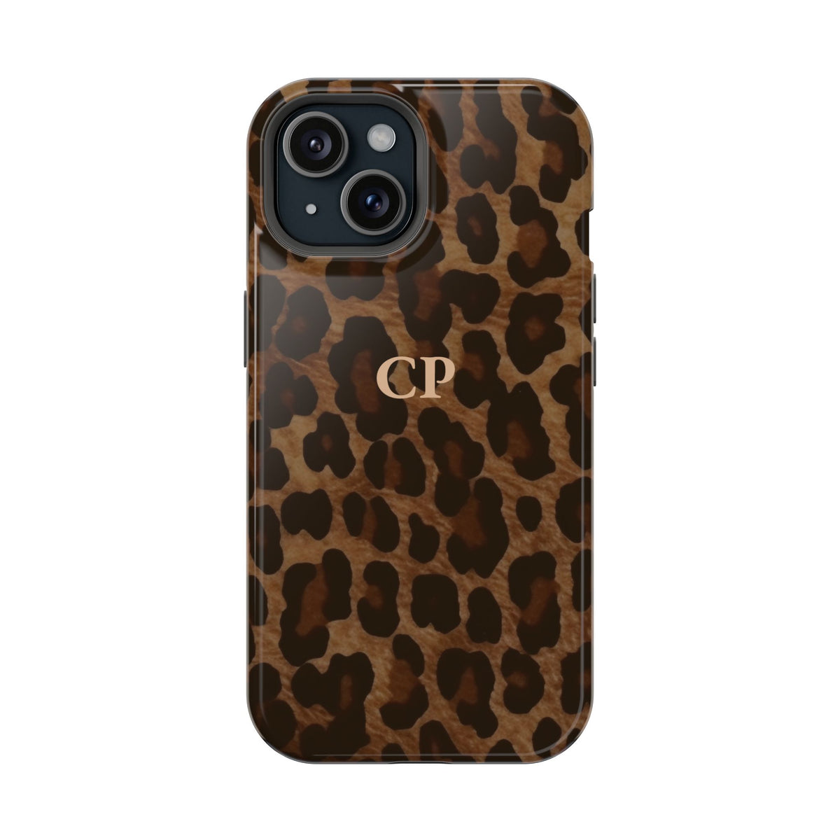 Brown Leopard Monogram Magnetic Impact Resistant Case Personalized