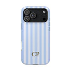 Sky Pinstripe Monogram Magnetic Impact Resistant Case Personalized