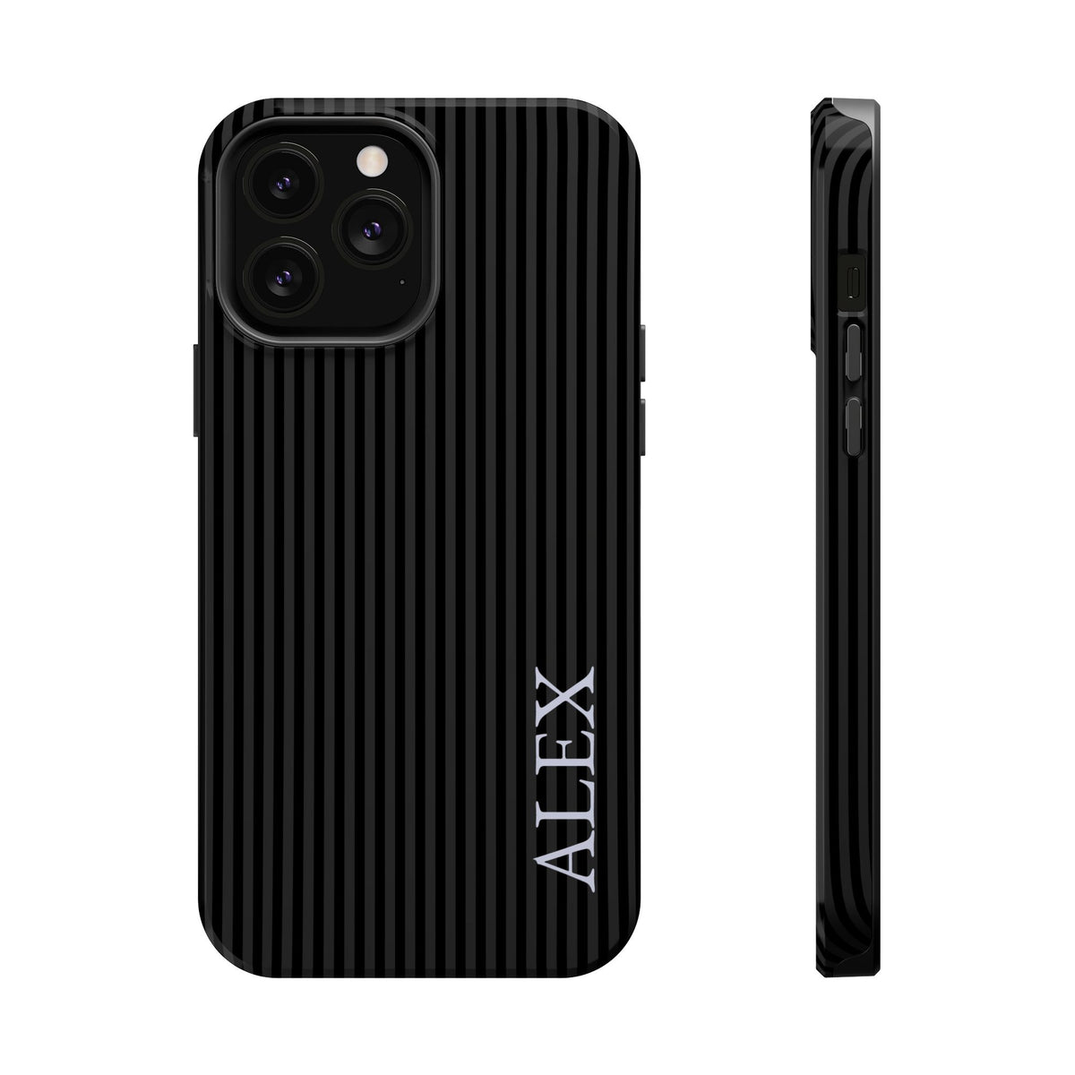 Black Stripe Name Magnetic Impact Resistant Case Personalized