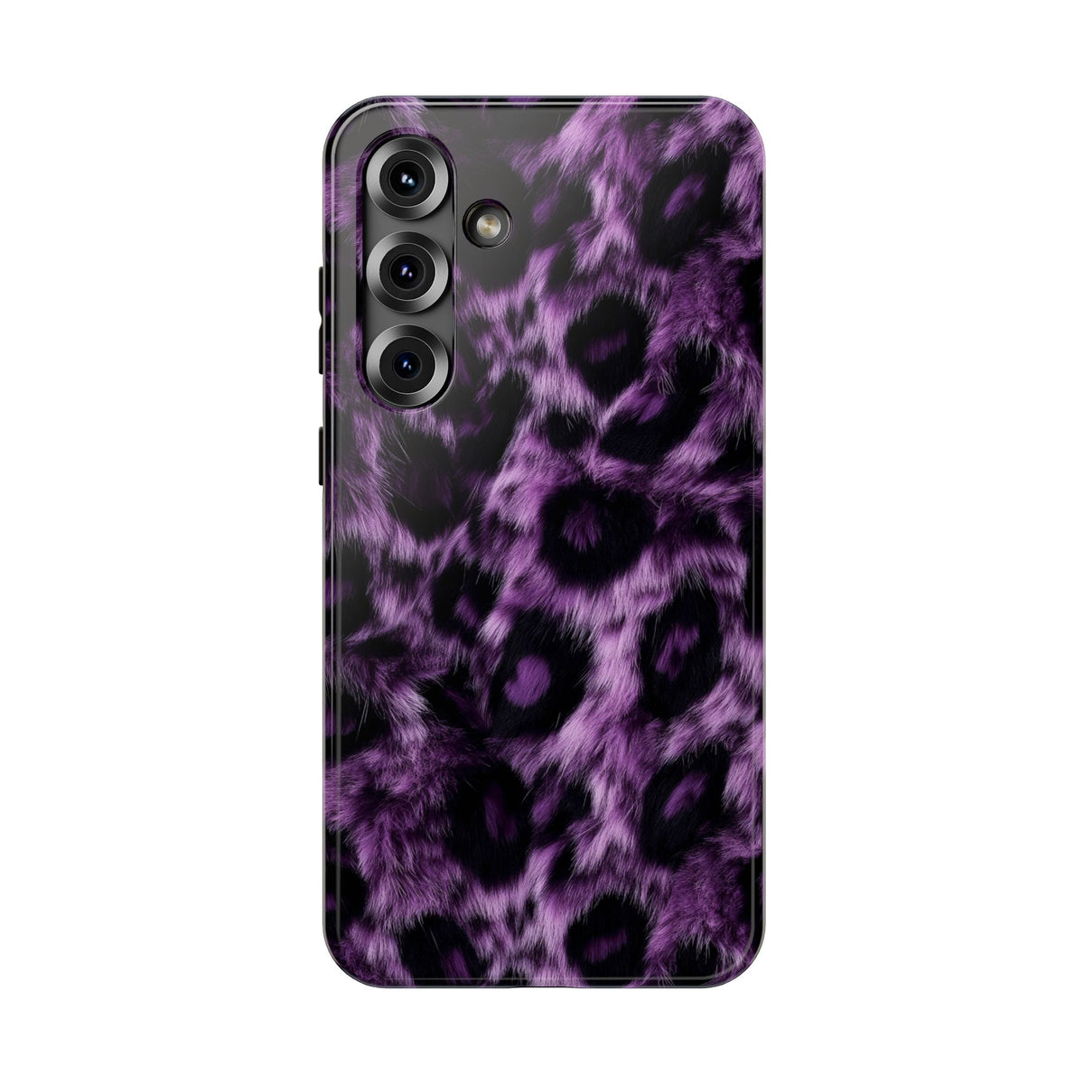 Purple Leopard protective phone case for Samsung Galaxy S25 Plus, glossy finish