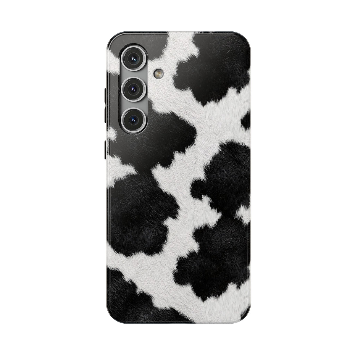 Black Cow Print protective phone case for Samsung Galaxy S24 Plus, glossy finish