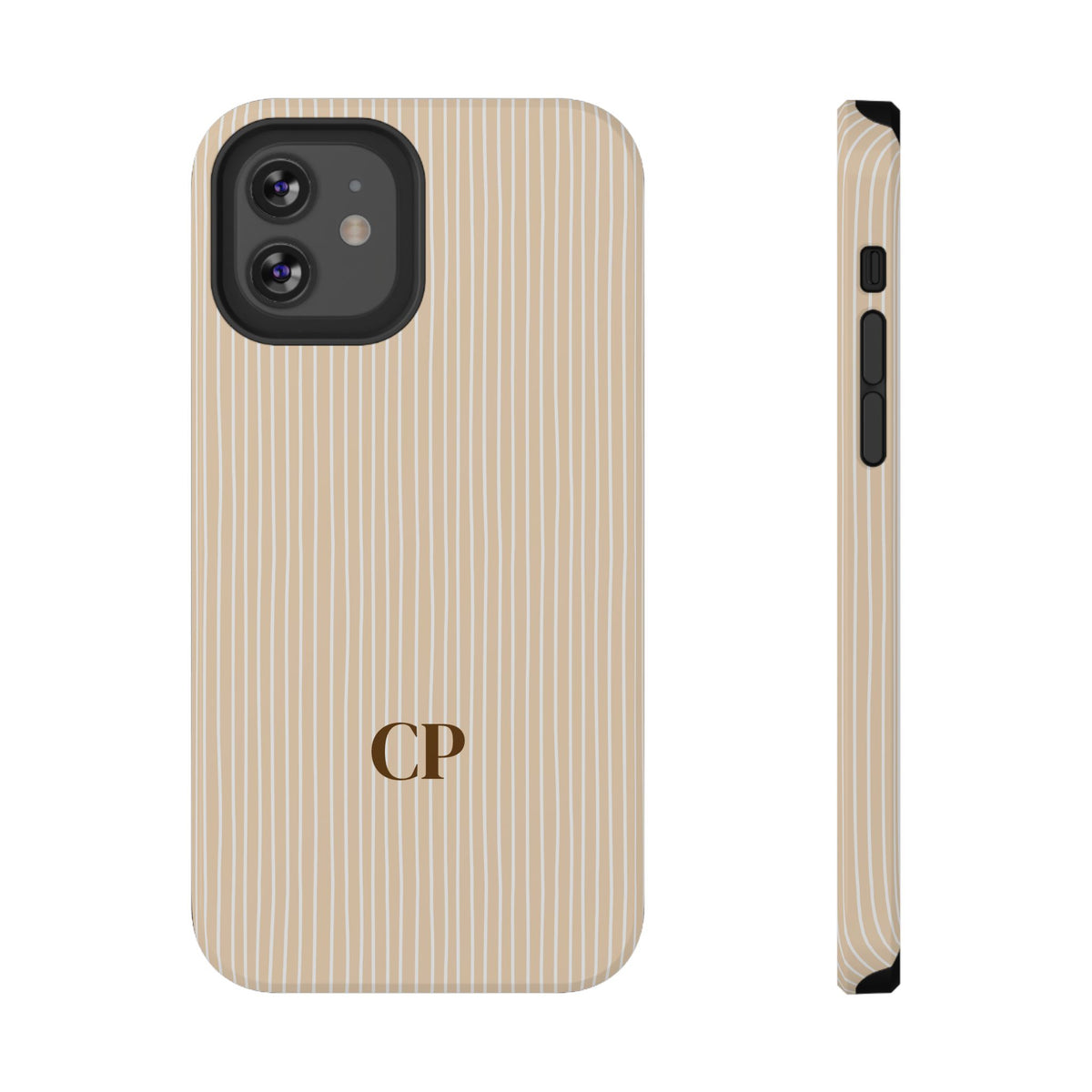 Latte Ribbed Monogram Impact Resistant Case Personalized
