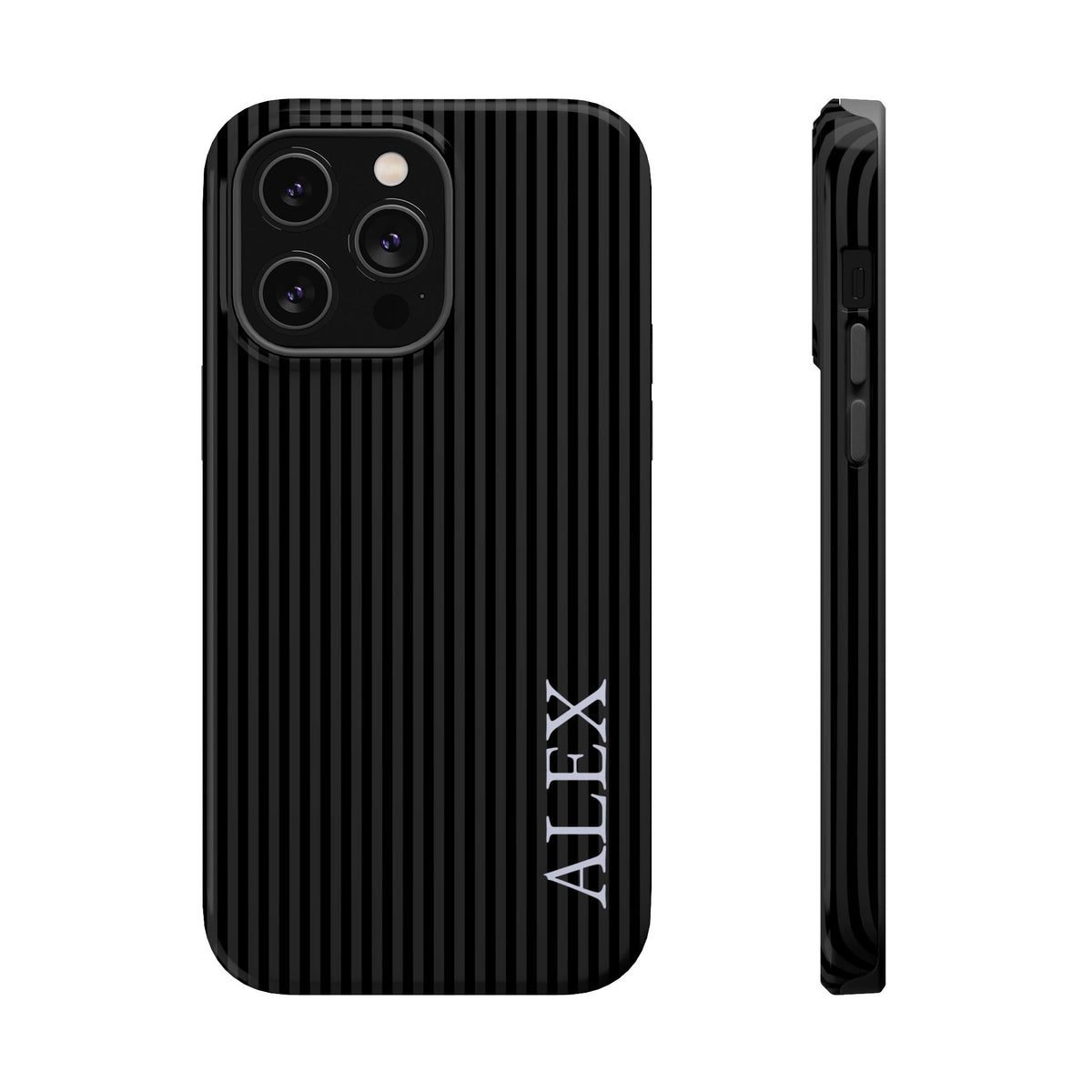 Black Stripe Name Magnetic Impact Resistant Case Personalized