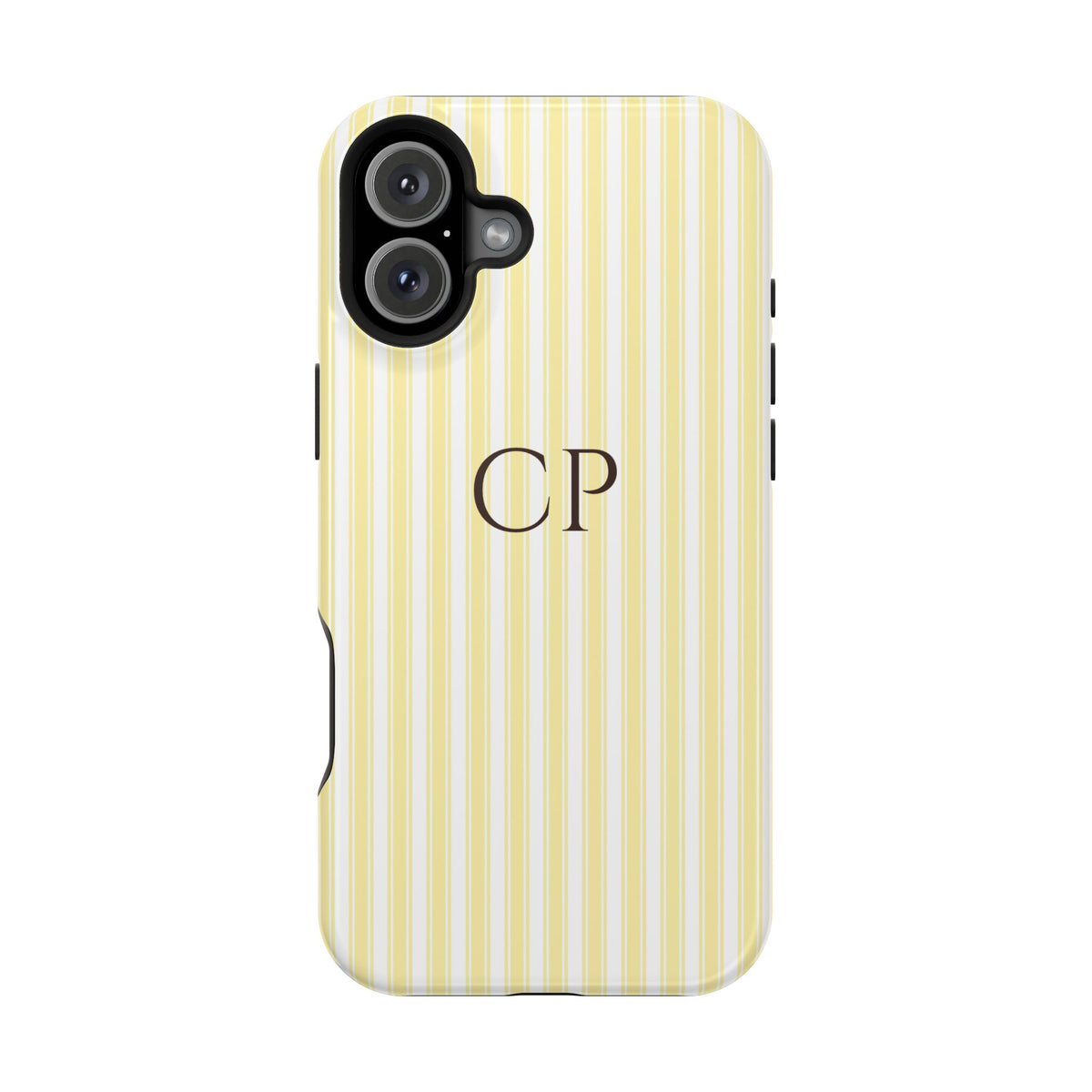 Cream Stripe Monogram Impact Resistant Case Personalized