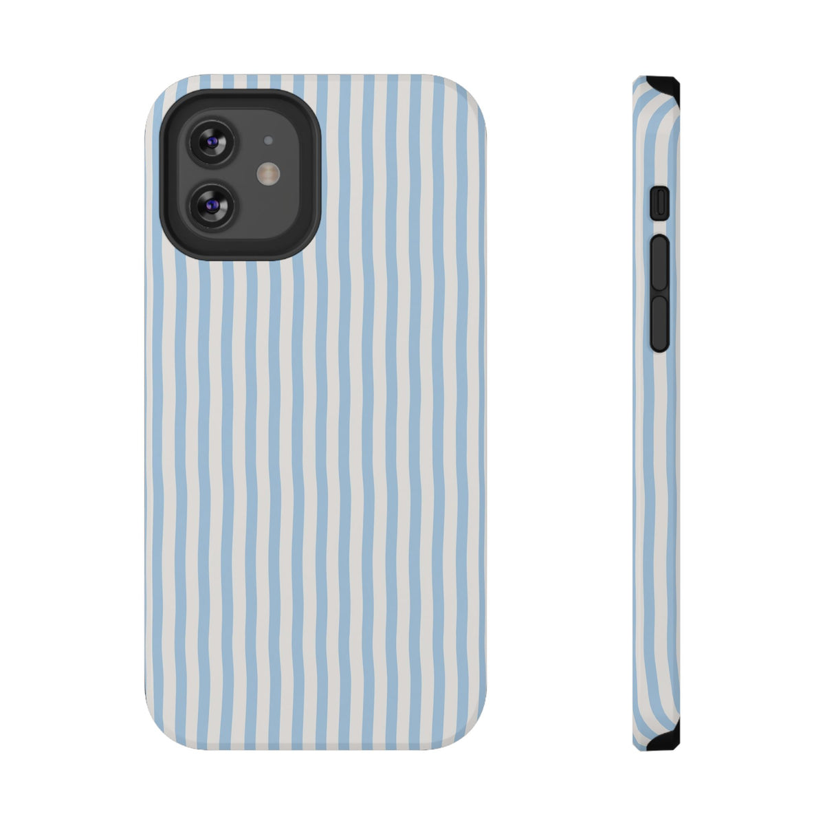 Sky Blue Stripe protective phone case for iPhone 12, glossy finish