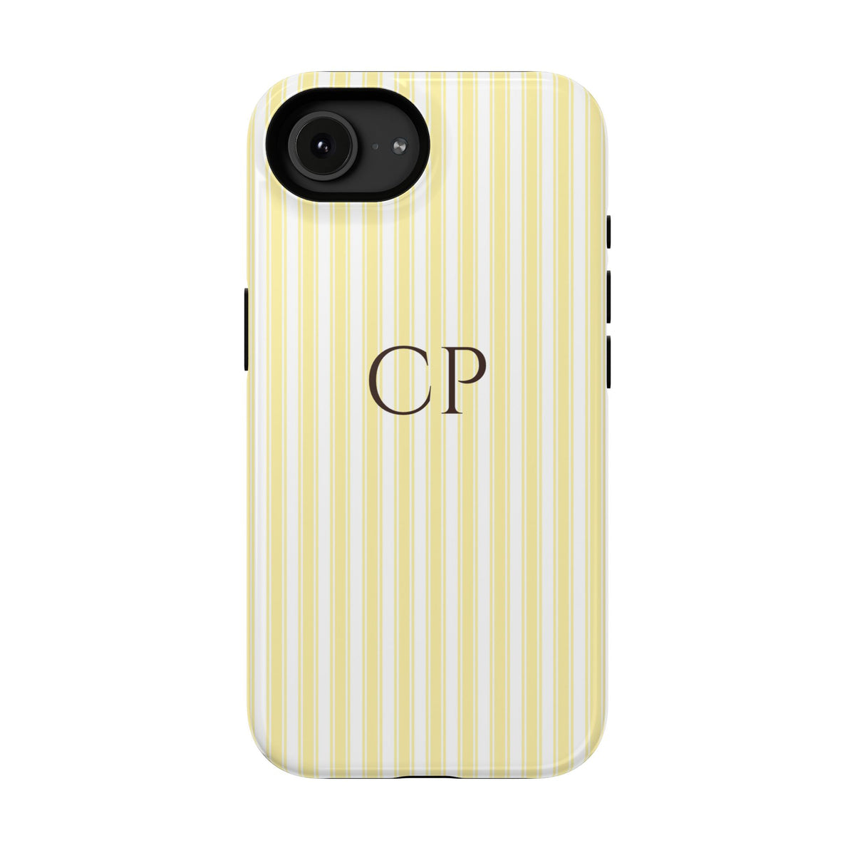 Cream Stripe Monogram Impact Resistant Case Personalized