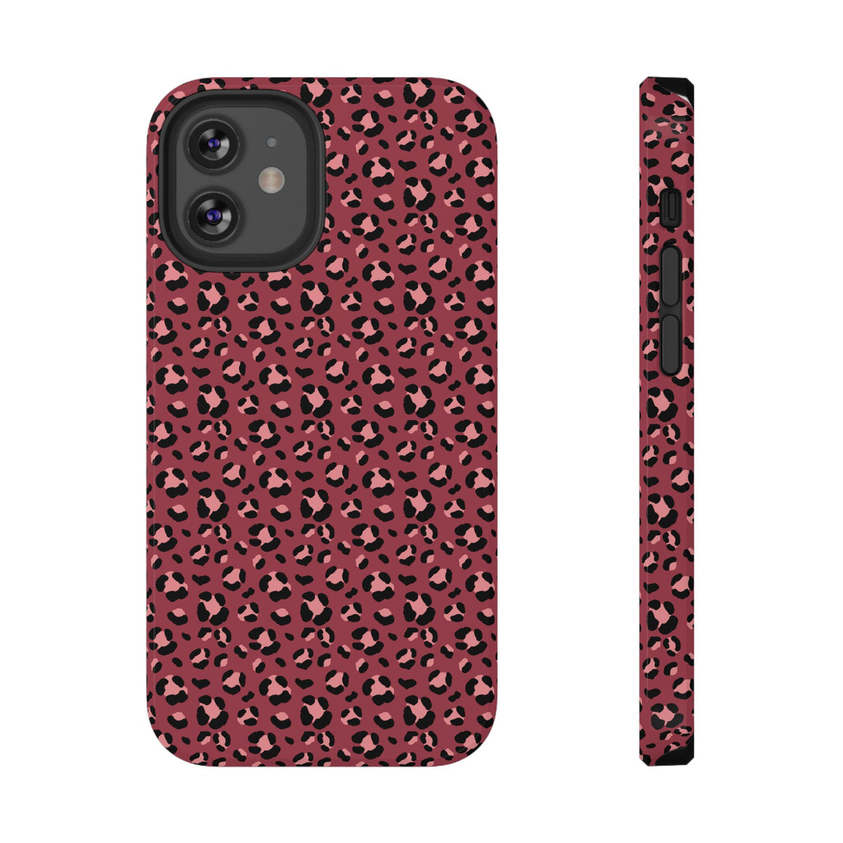 Pink Leopard protective phone case for iPhone 12 Mini, glossy finish