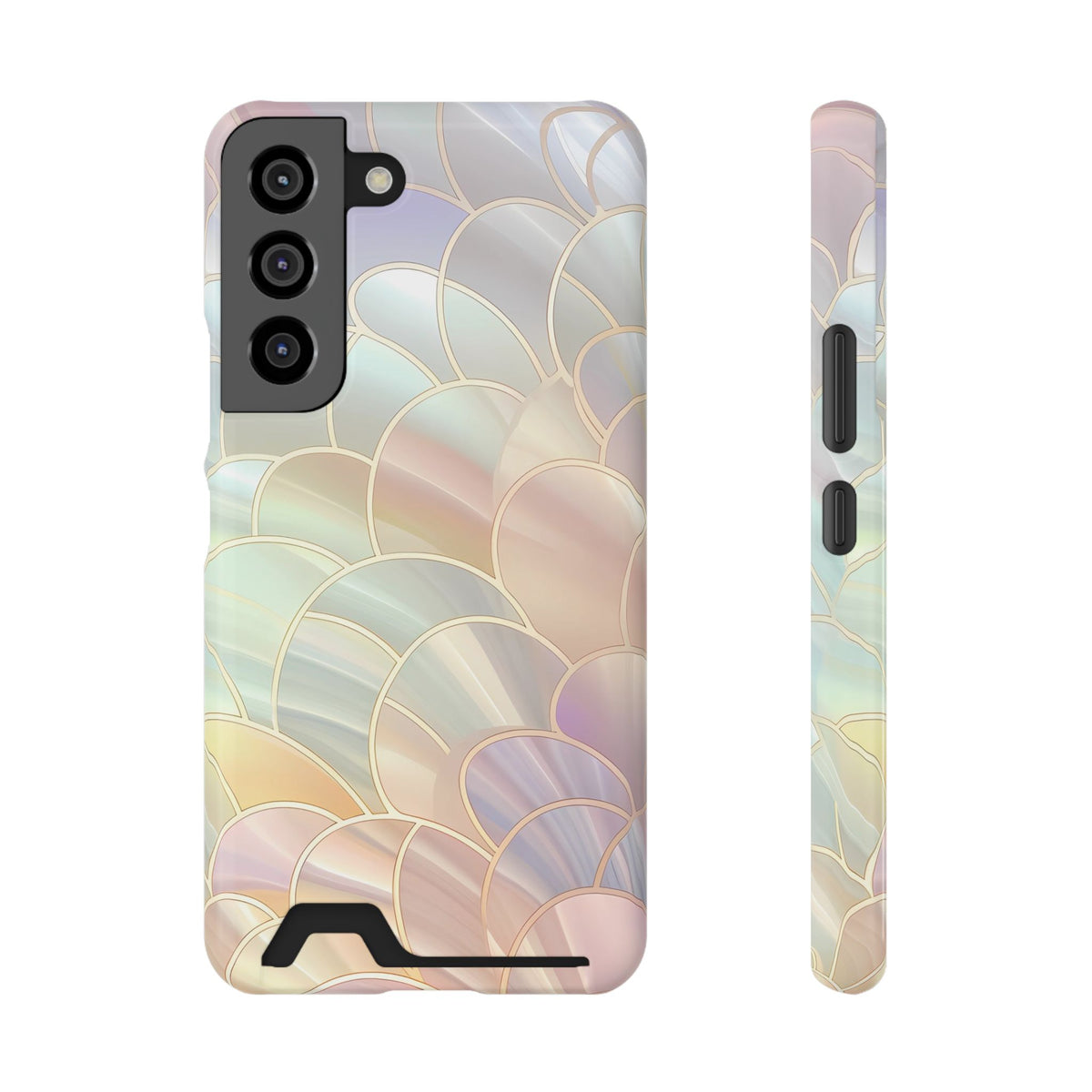 Pearl Scale phone case with card holder for Samsung Galaxy S22, glossy finish