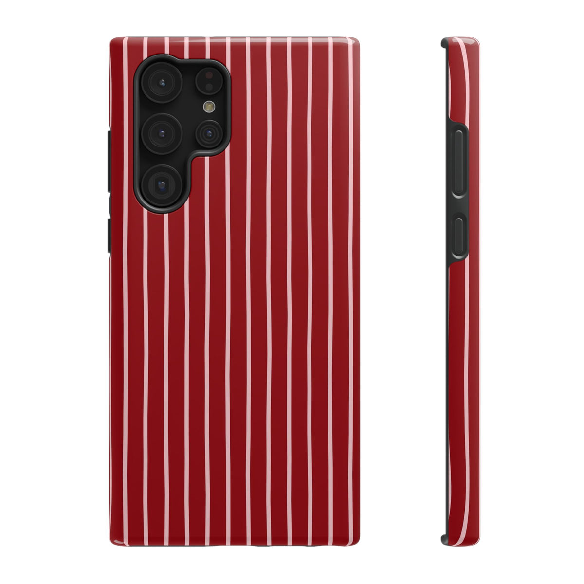 Red Pinstripe protective phone case for Samsung Galaxy S22 Ultra, glossy finish