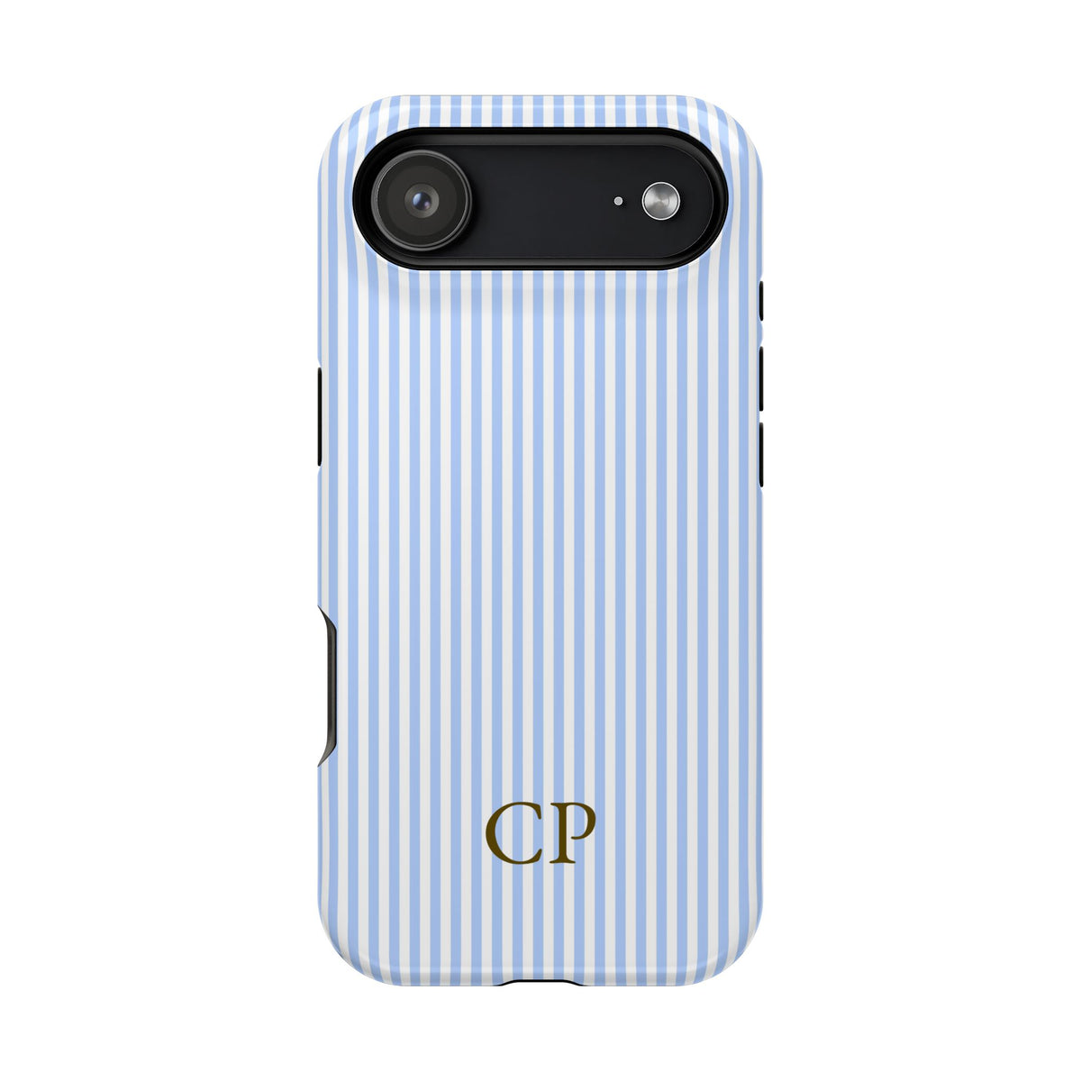 Sky Pinstripe Monogram Impact Resistant Case Personalized