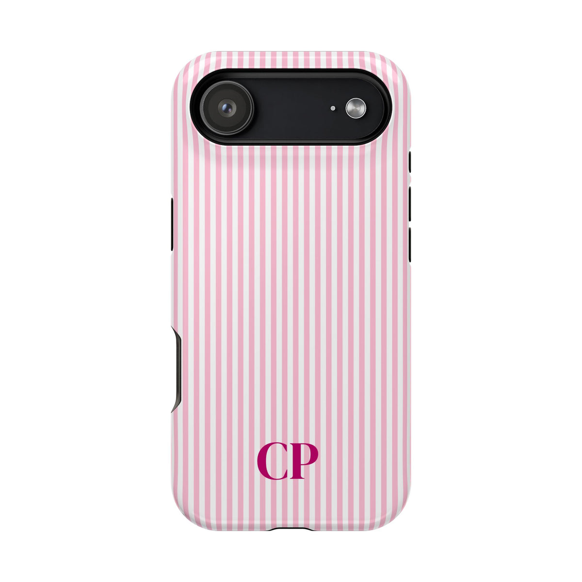 Blush Pinstripe Monogram Magnetic Impact Resistant Case Personalized