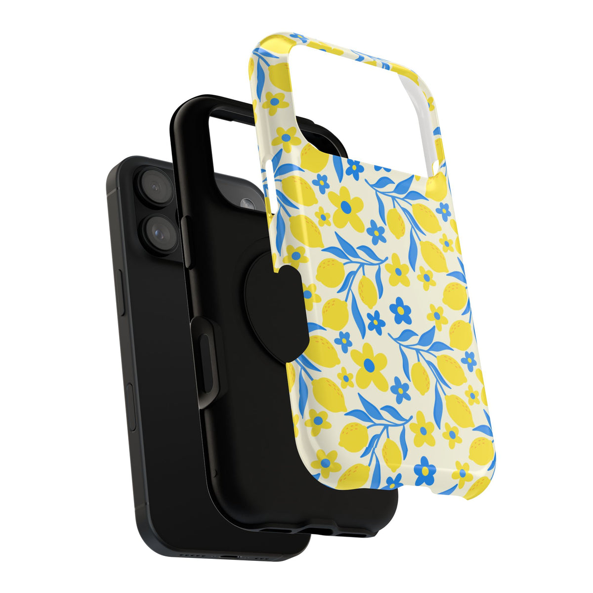 Amalfi Lemon protective phone case, close-up of the dual-layer construction