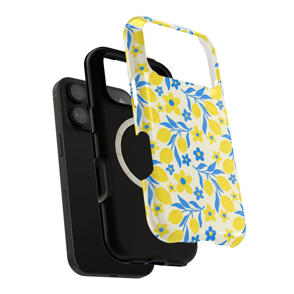 Amalfi Lemon MagSafe case, close-up of the dual-layer construction