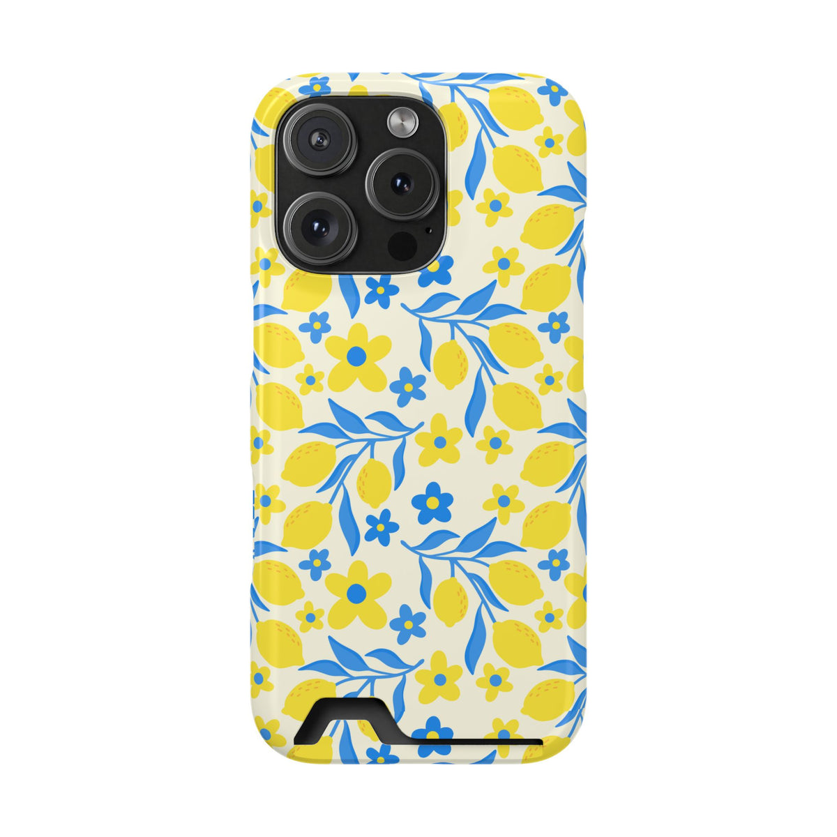 Amalfi Lemon phone case with card holder for iPhone 16 Pro, glossy finish
