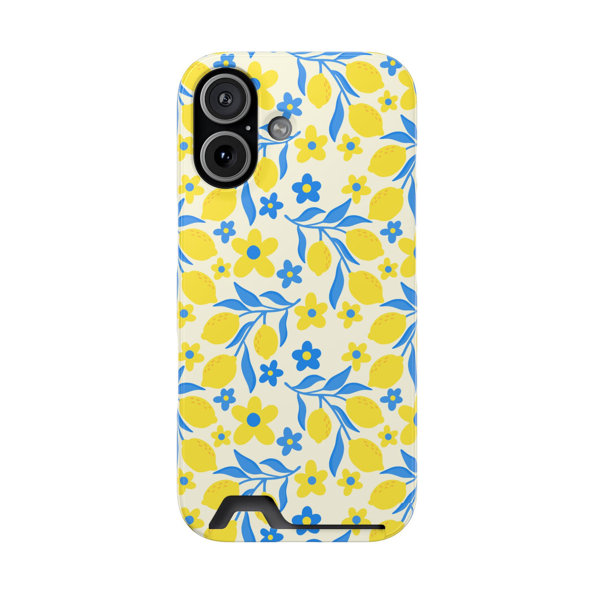 Amalfi Lemon phone case with card holder for iPhone 17, glossy finish