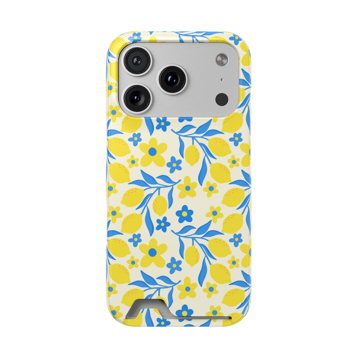 Amalfi Lemon phone case with card holder for iPhone 17 Pro, glossy finish