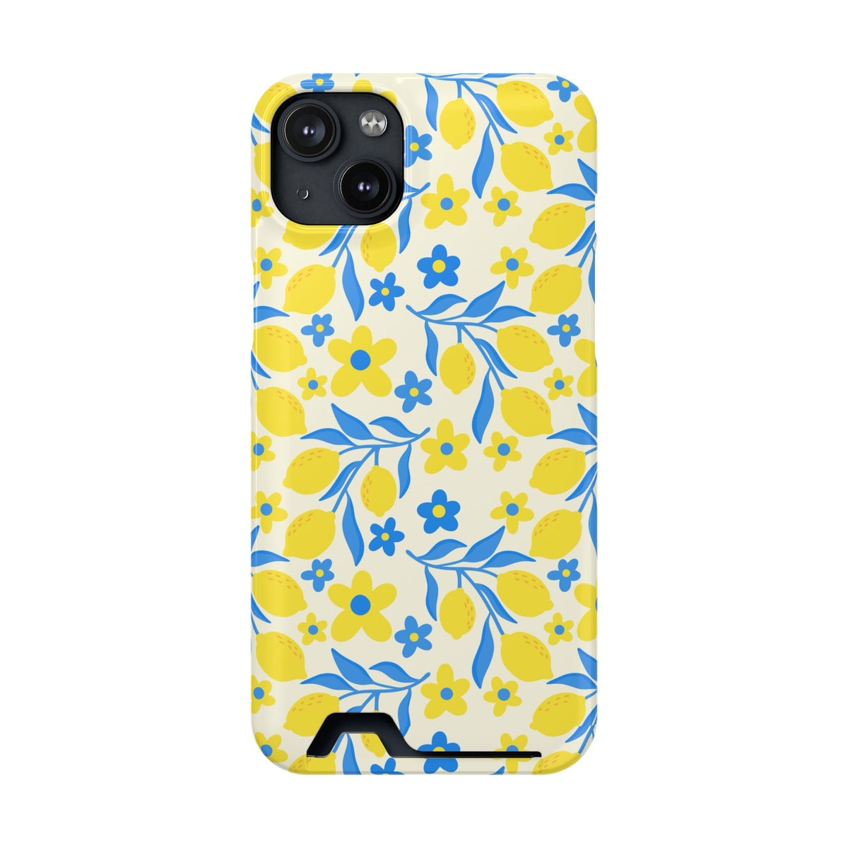 Amalfi Lemon phone case with card holder for iPhone 14 Plus, glossy finish