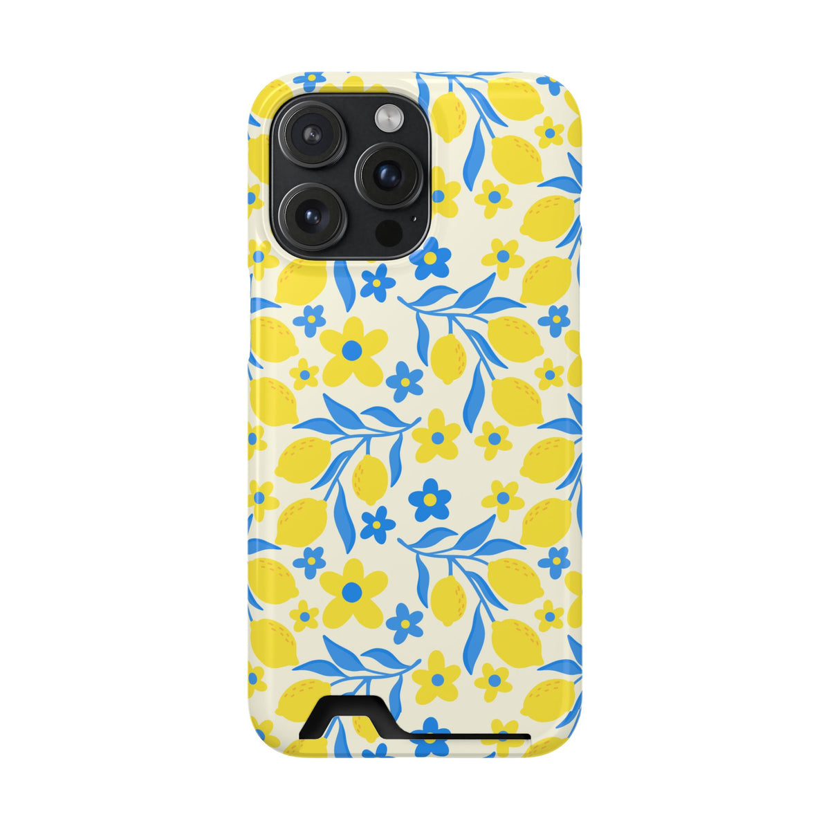 Amalfi Lemon phone case with card holder for iPhone 15 Pro Max, glossy finish