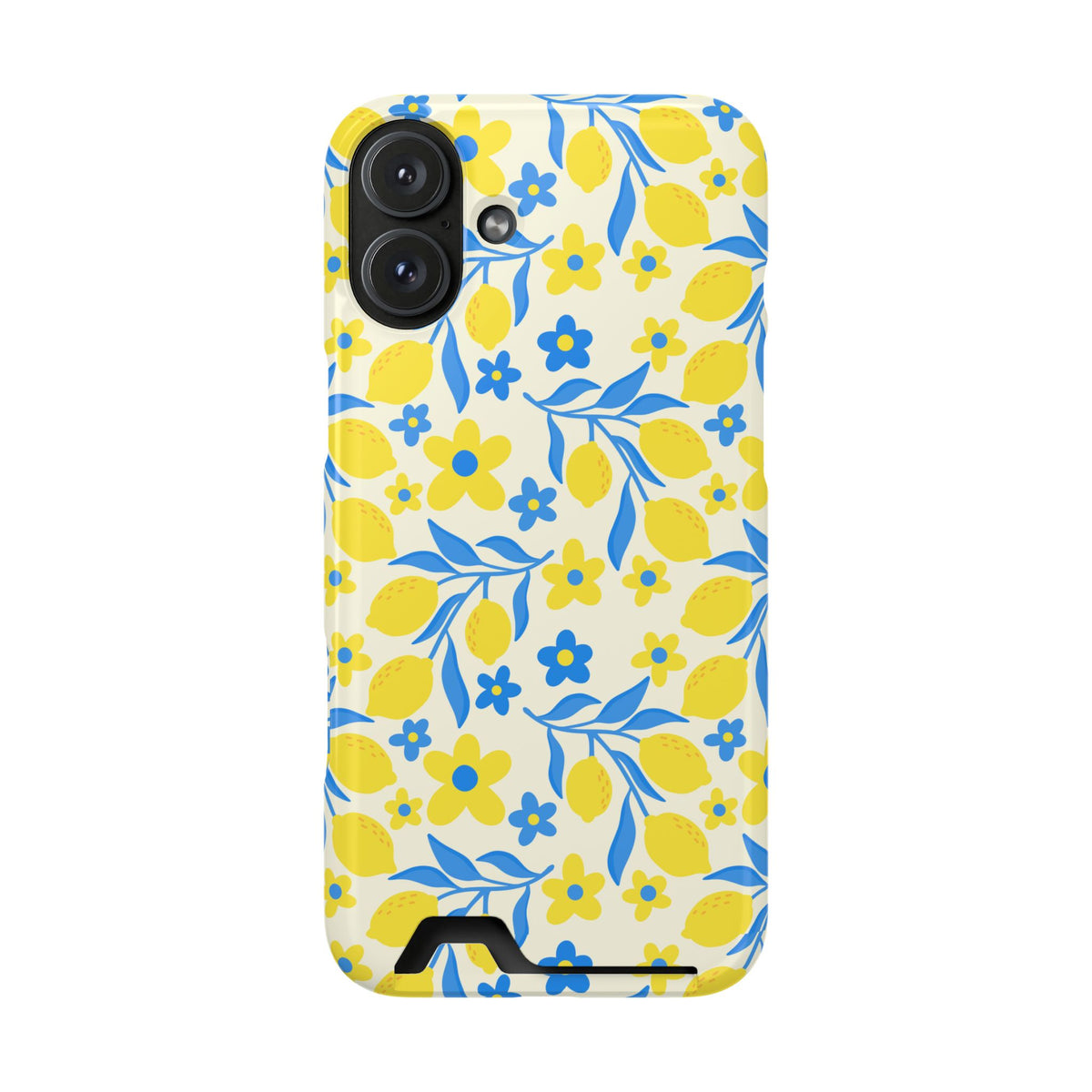 Amalfi Lemon phone case with card holder for iPhone 16 Plus, glossy finish