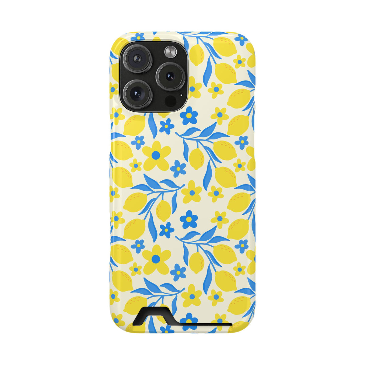 Amalfi Lemon phone case with card holder for iPhone 16 Pro Max, glossy finish