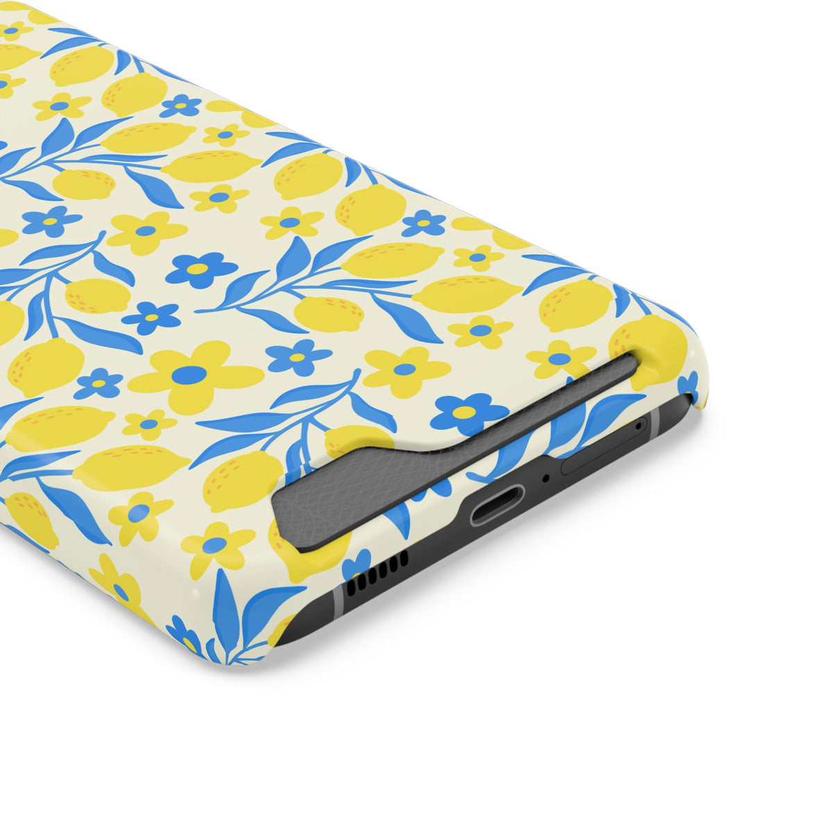 Amalfi Lemon phone case with card holder, close-up of the card slot