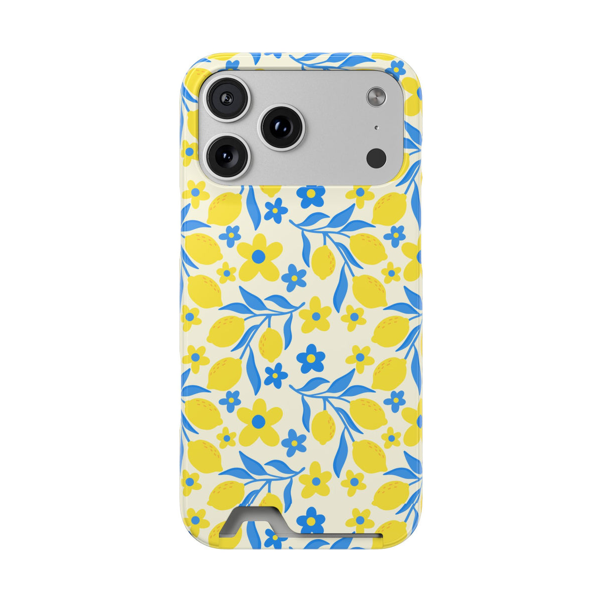 Amalfi Lemon phone case with card holder for iPhone 18 Pro Max, glossy finish