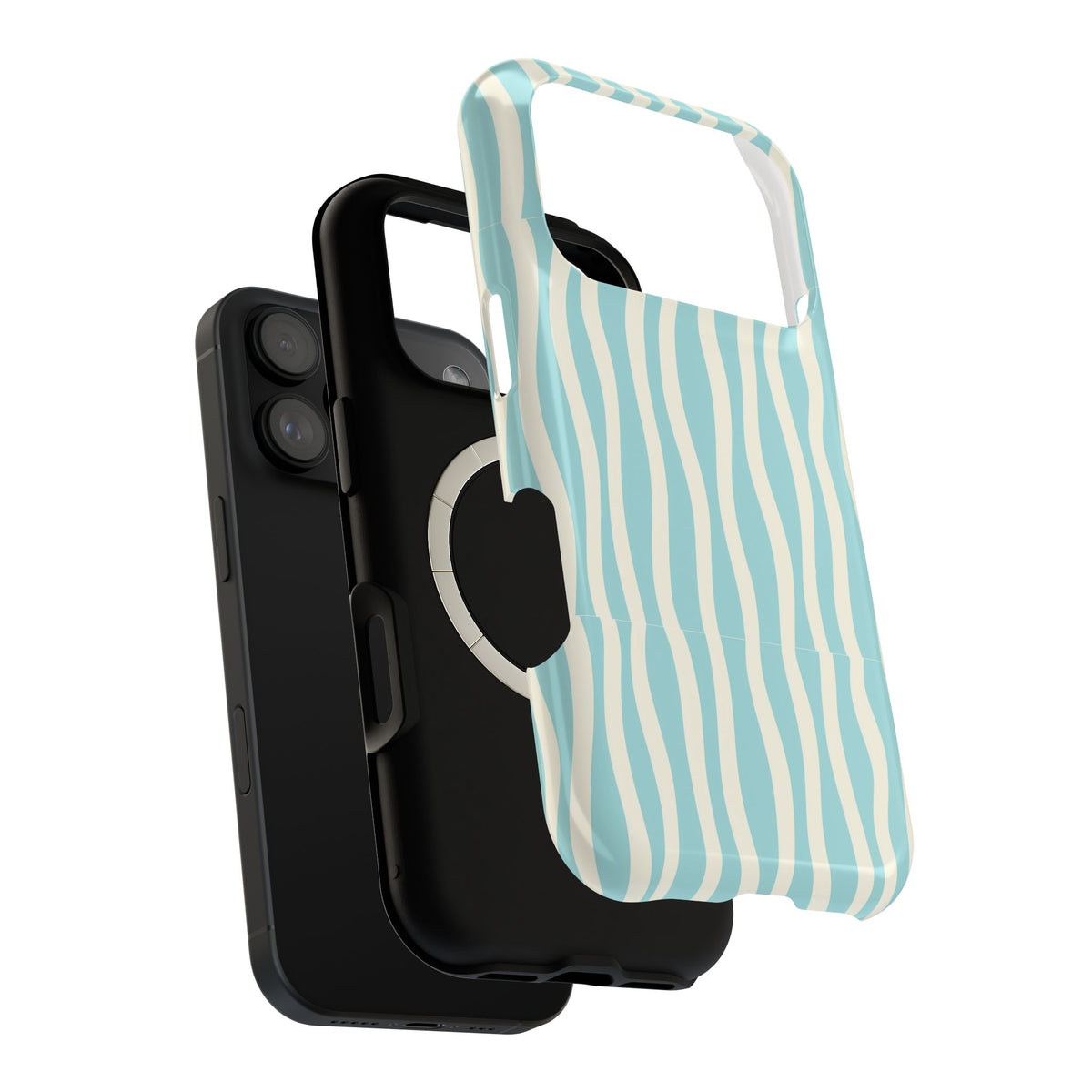 Aqua Wave MagSafe case, close-up of the dual-layer construction