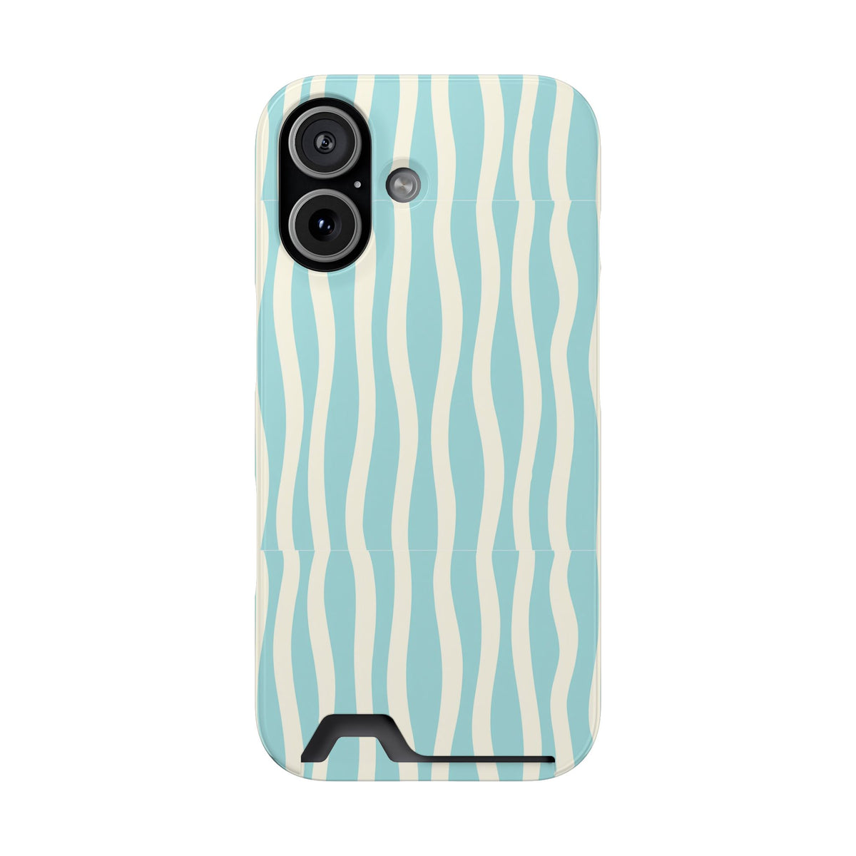 Aqua Wave phone case with card holder for iPhone 17, glossy finish