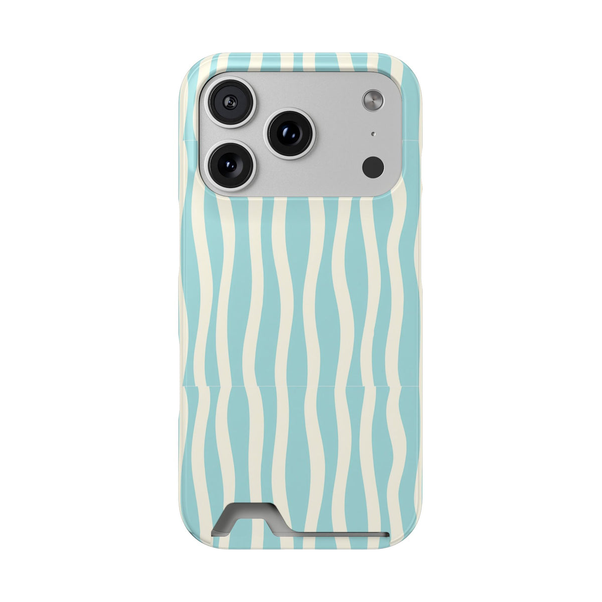 Aqua Wave phone case with card holder for iPhone 17 Pro, glossy finish