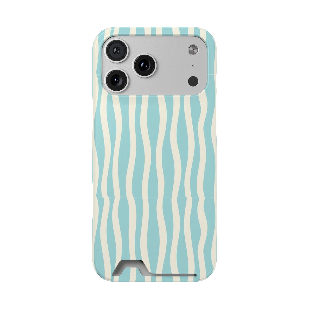 Aqua Wave phone case with card holder for iPhone 17 Pro Max, glossy finish