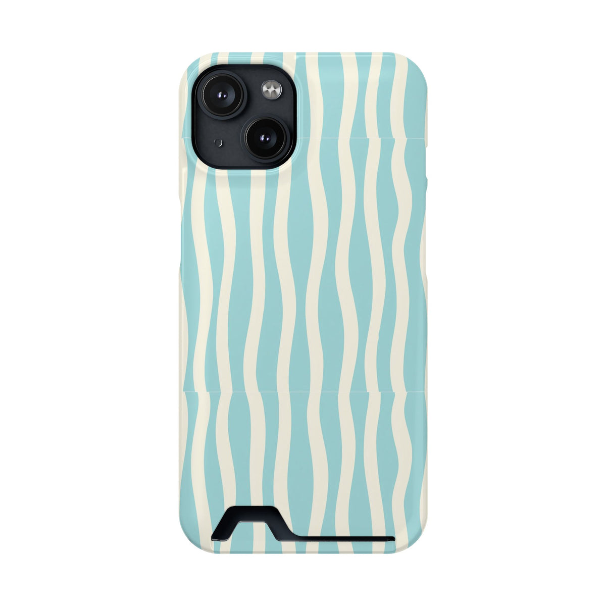 Aqua Wave phone case with card holder for iPhone 14, glossy finish
