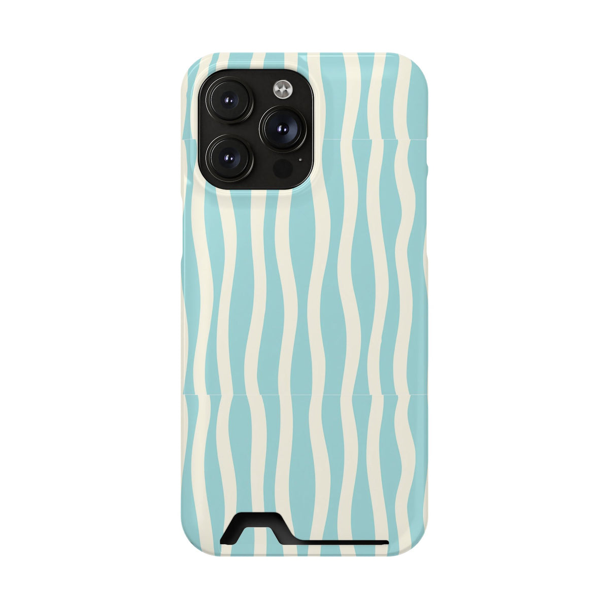 Aqua Wave phone case with card holder for iPhone 14 Pro Max, glossy finish