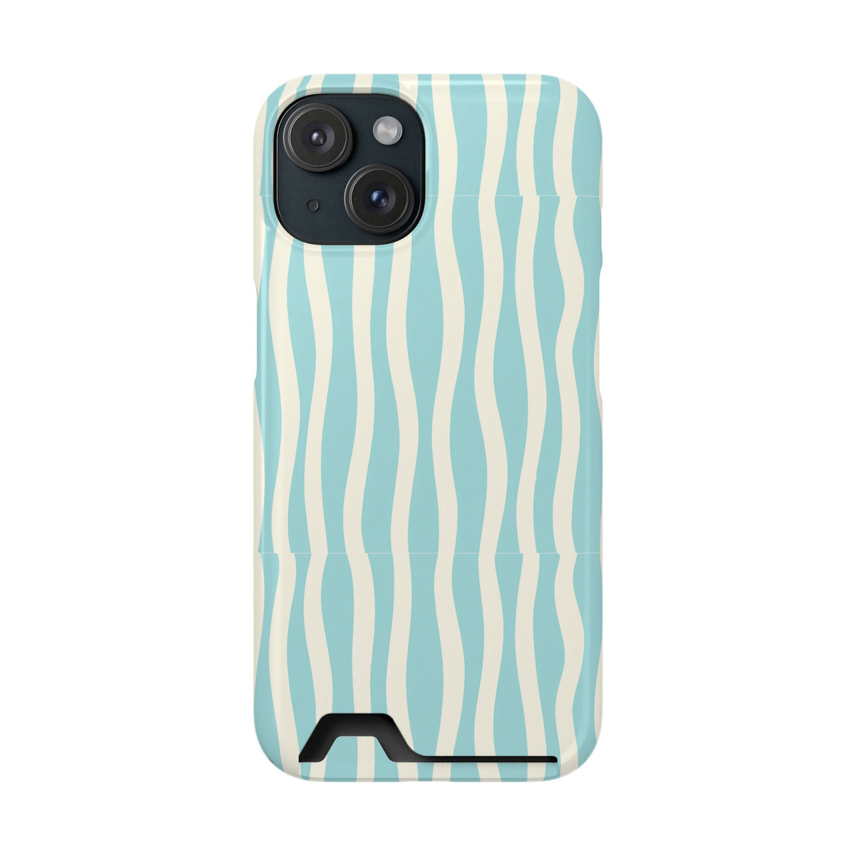 Aqua Wave phone case with card holder for iPhone 15, glossy finish