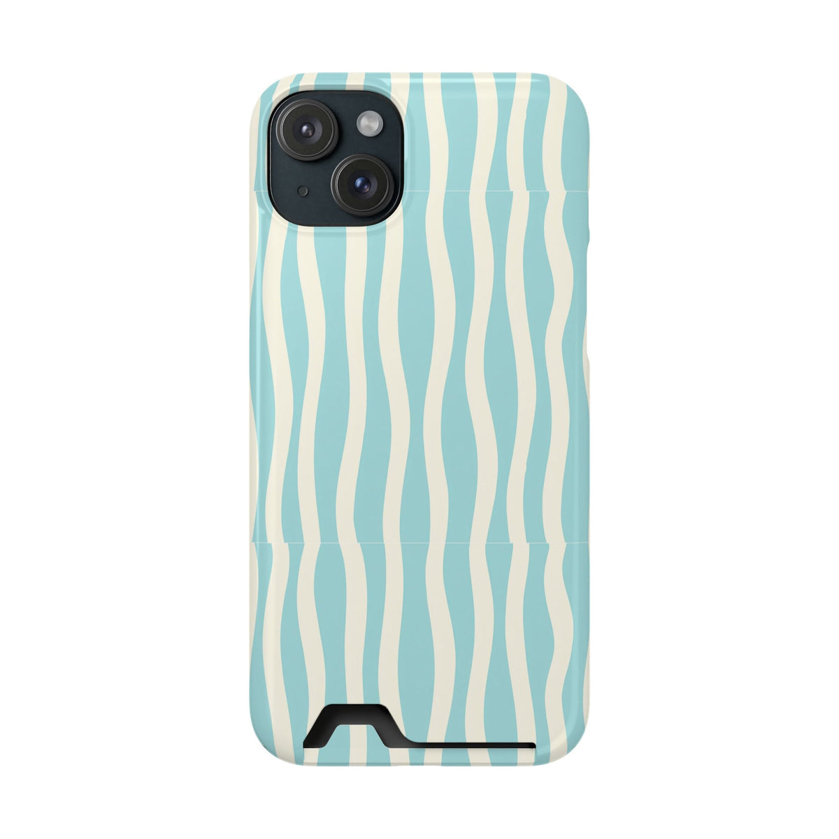 Aqua Wave phone case with card holder for iPhone 15 Plus, glossy finish