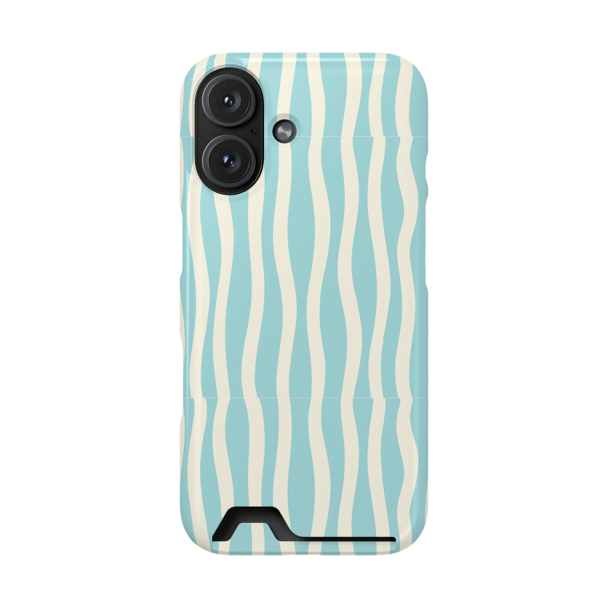 Aqua Wave phone case with card holder for iPhone 16, glossy finish
