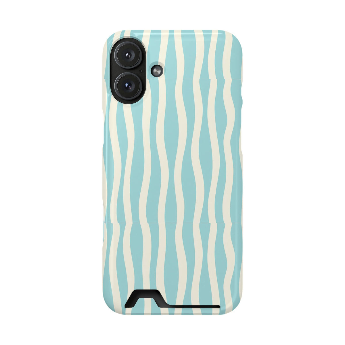 Aqua Wave phone case with card holder for iPhone 16 Plus, glossy finish