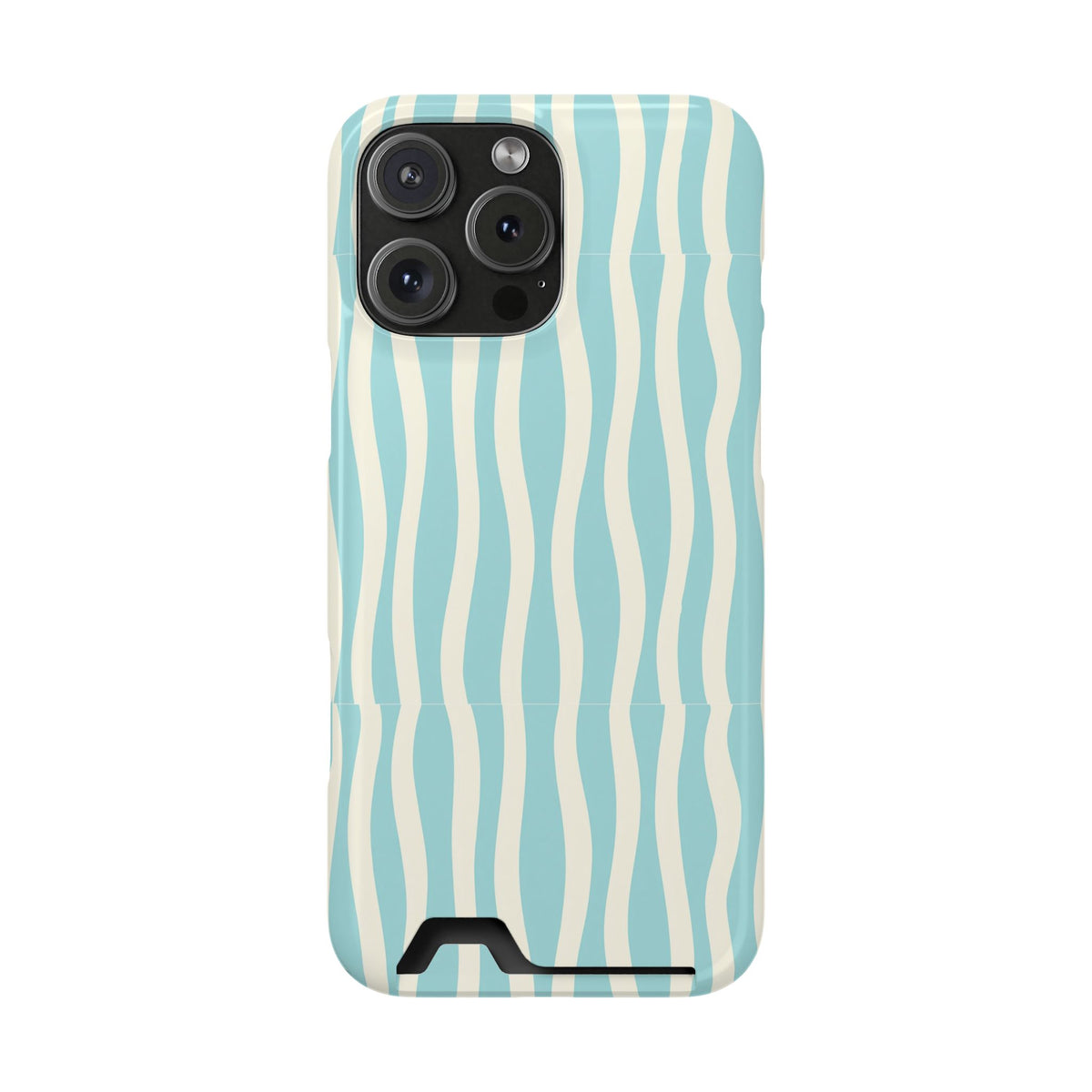 Aqua Wave phone case with card holder for iPhone 16 Pro Max, glossy finish