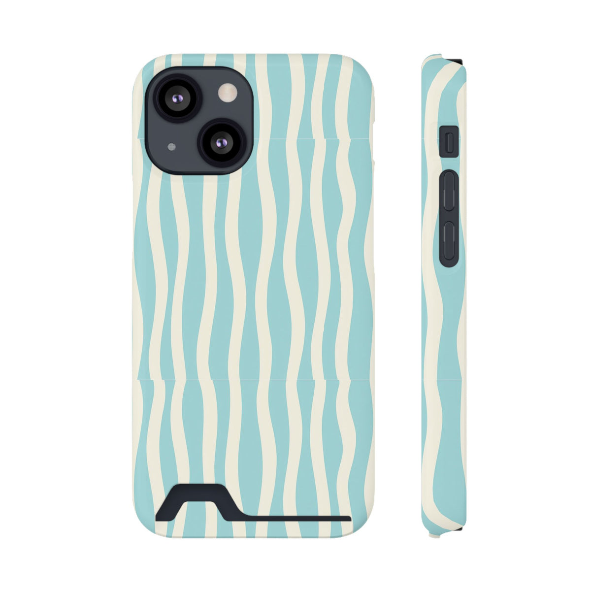 Aqua Wave phone case with card holder for iPhone 13 Mini, glossy finish