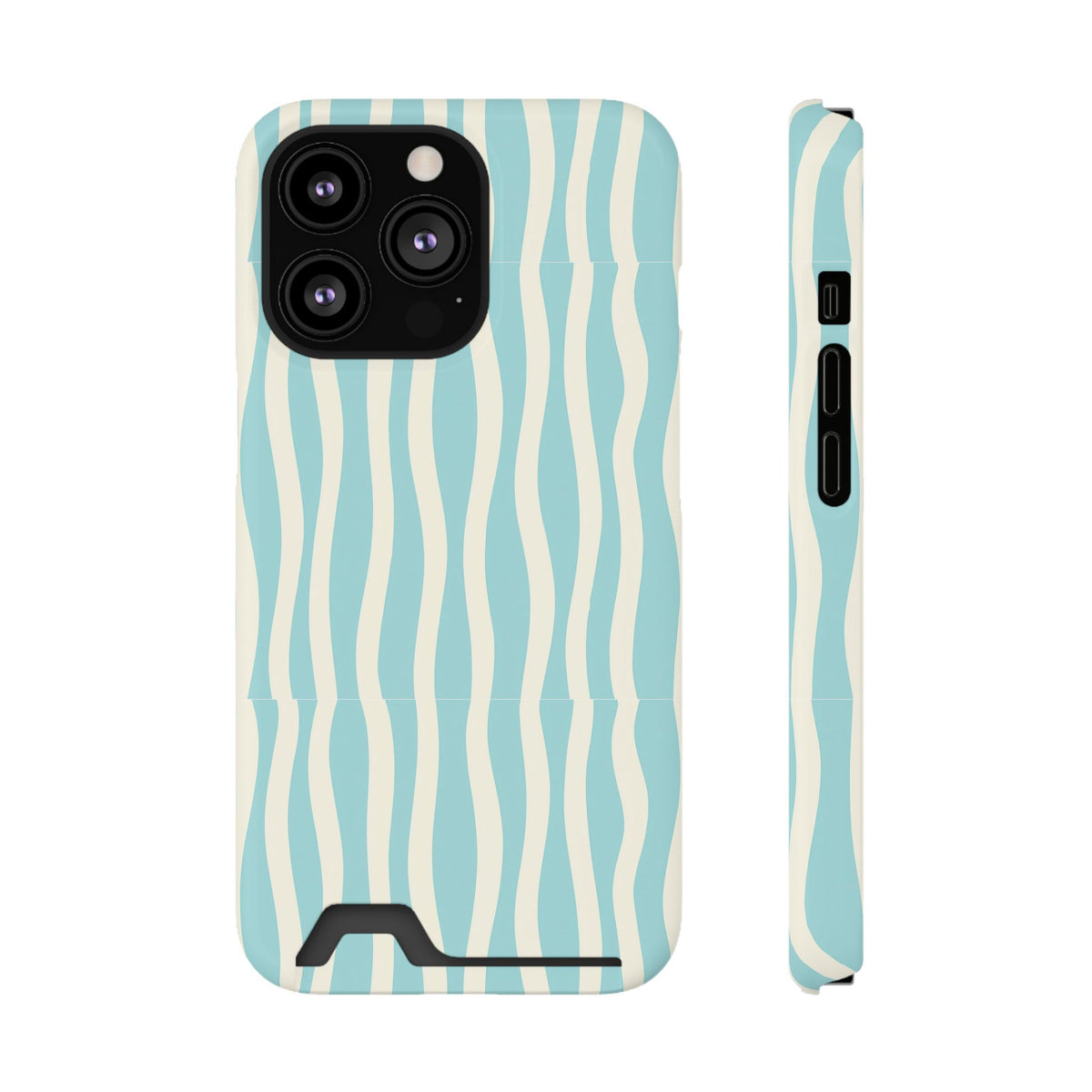 Aqua Wave phone case with card holder for iPhone 13 Pro, glossy finish