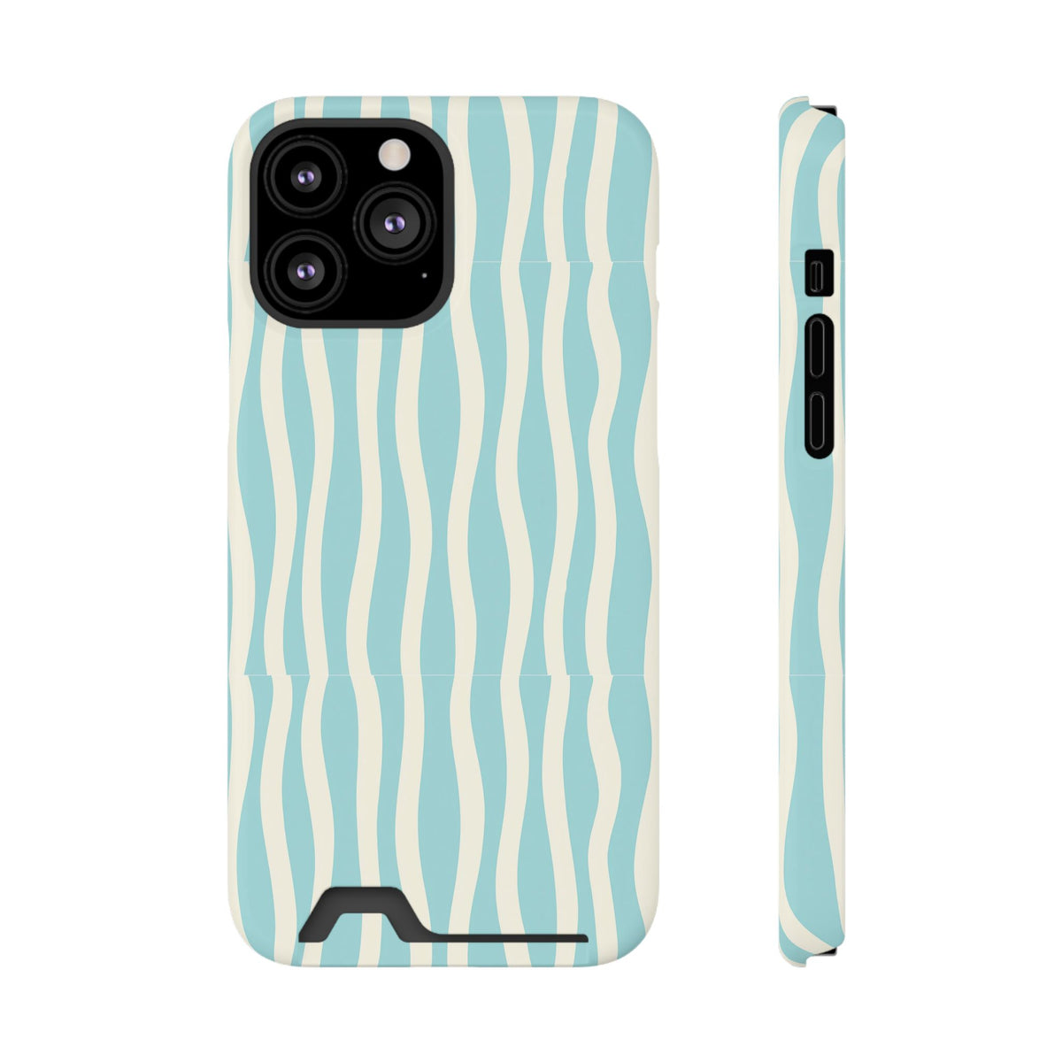 Aqua Wave phone case with card holder for iPhone 13 Pro Max, glossy finish