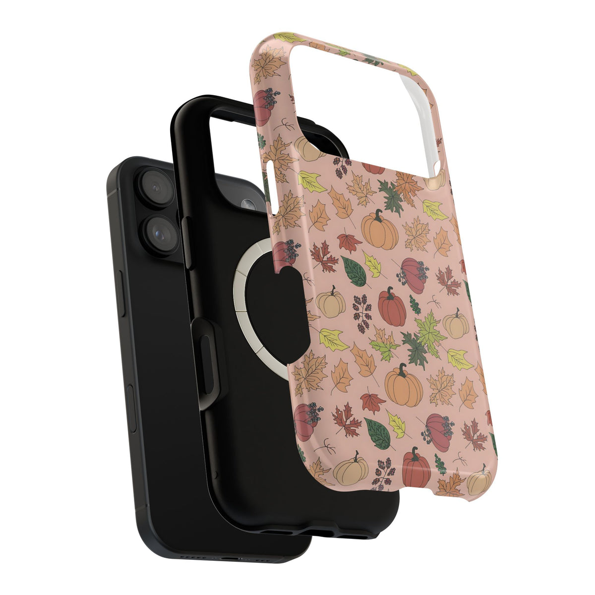 Autumn Harvest MagSafe case, close-up of the dual-layer construction