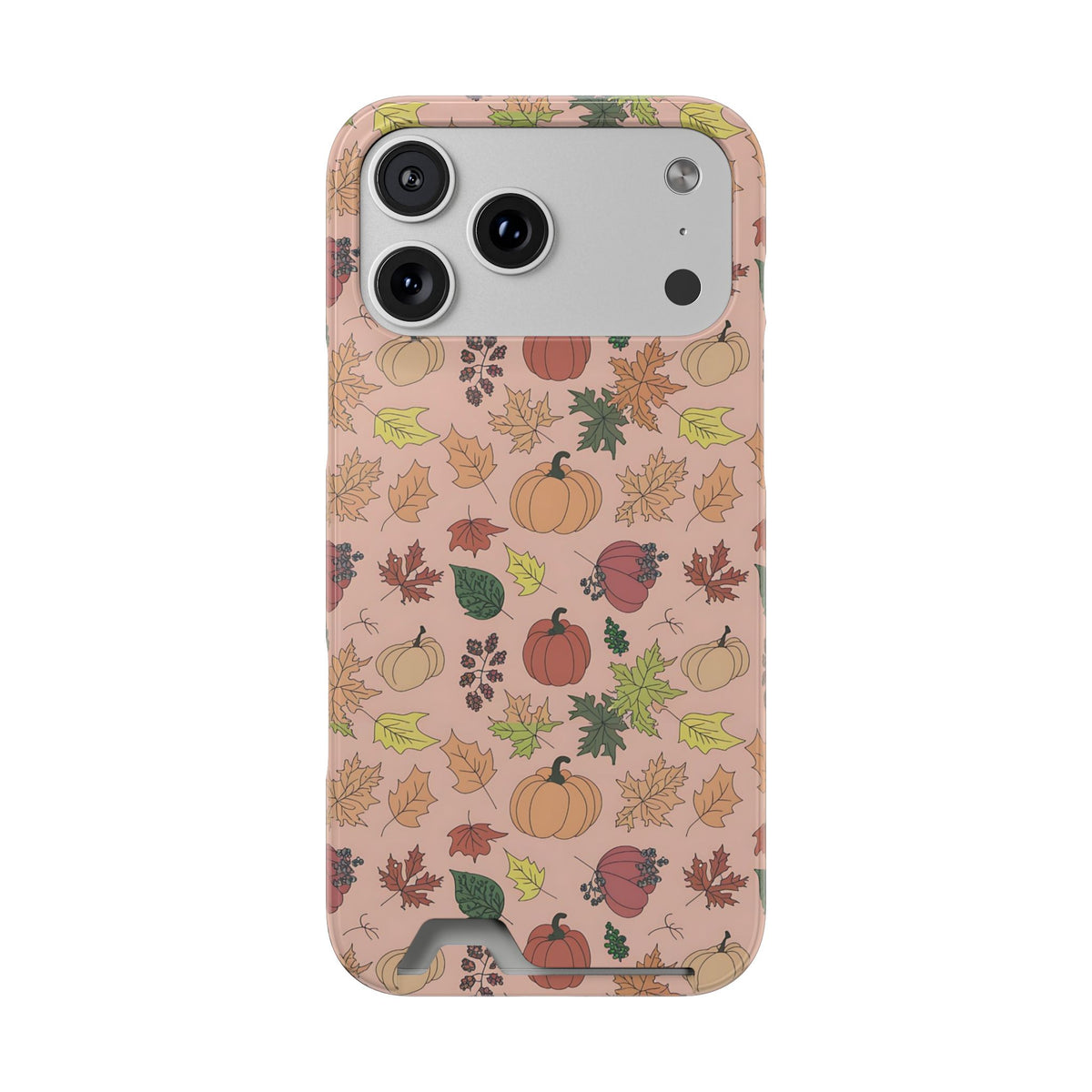 Autumn Harvest phone case with card holder for iPhone 17 Pro Max, glossy finish