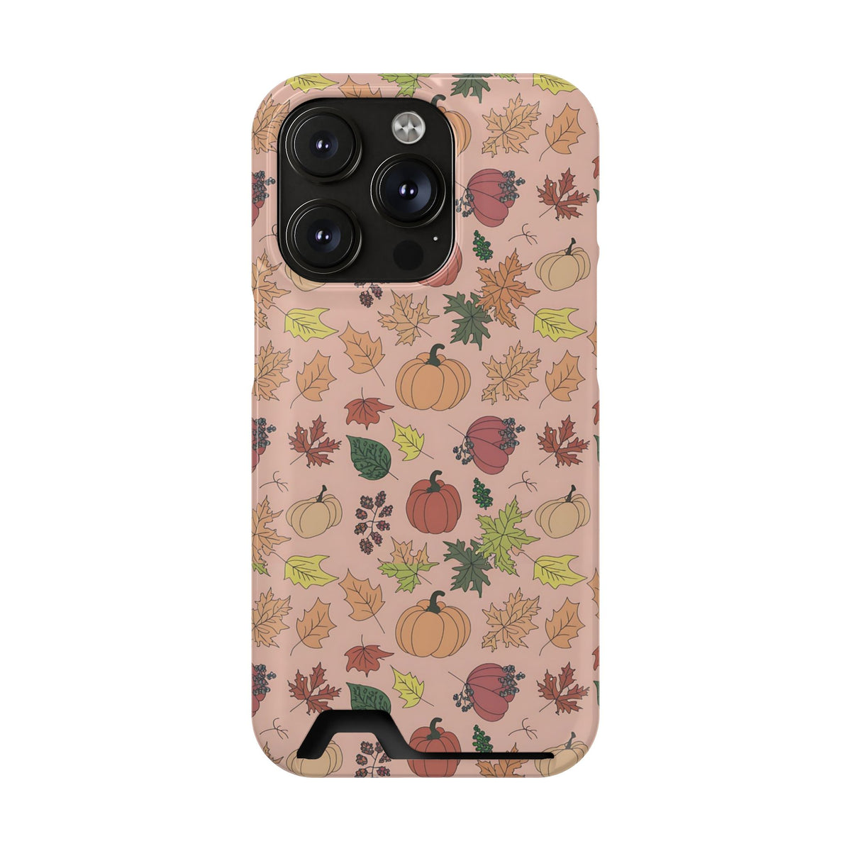Autumn Harvest phone case with card holder for iPhone 14 Pro, glossy finish
