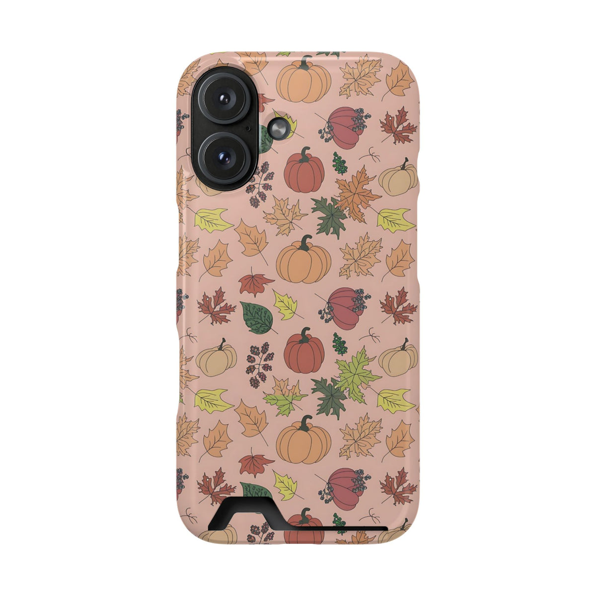 Autumn Harvest phone case with card holder for iPhone 16, glossy finish