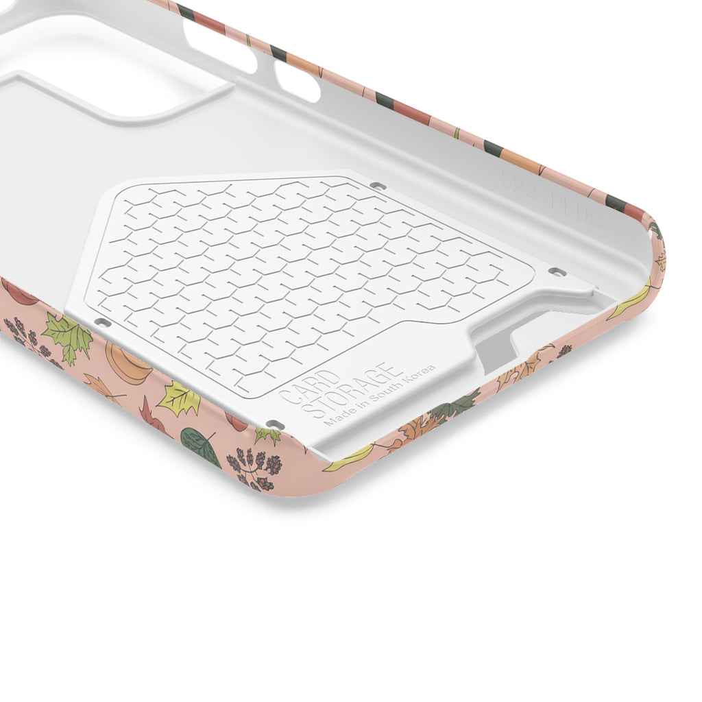 Autumn Harvest phone case with card holder, close-up of the inside